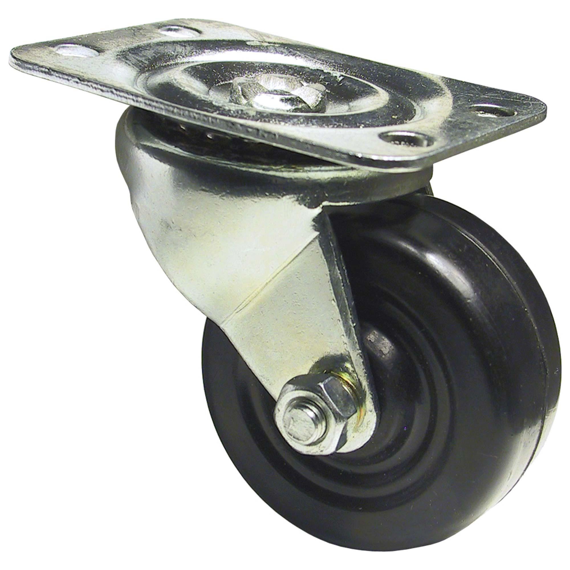 2" Roulette pivotante en caoutchouc souple noir