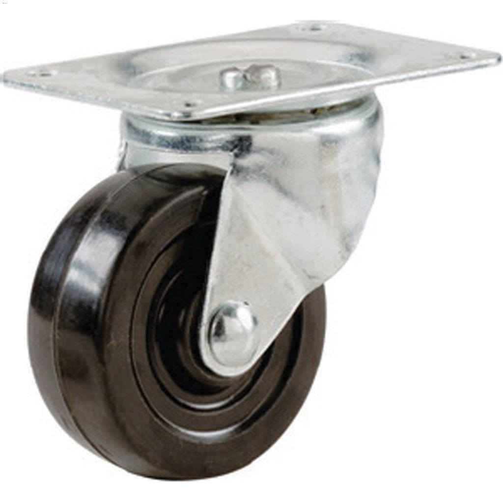 1-1/4" Roulette pivotante en caoutchouc souple noir