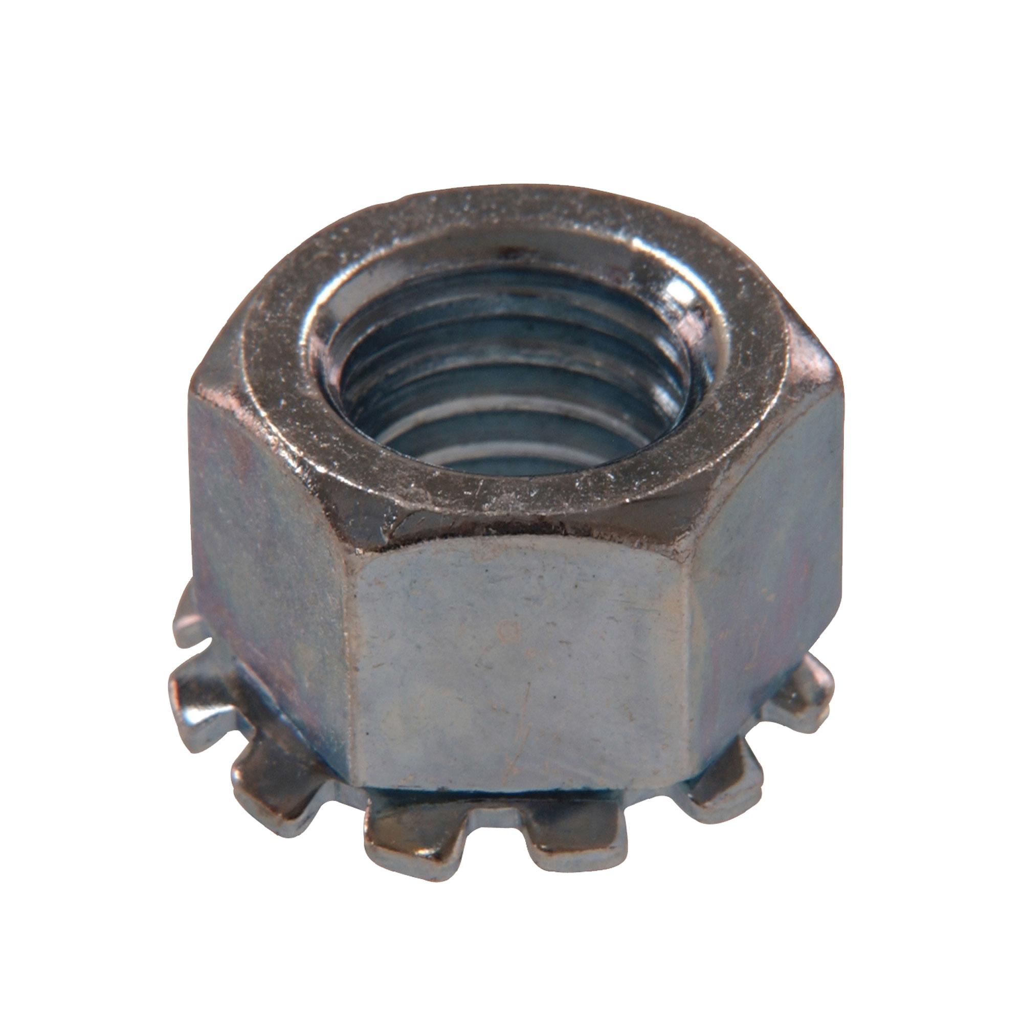 3/8-16 Silver Zinc Plated Steel Keps Nut-2/Pack