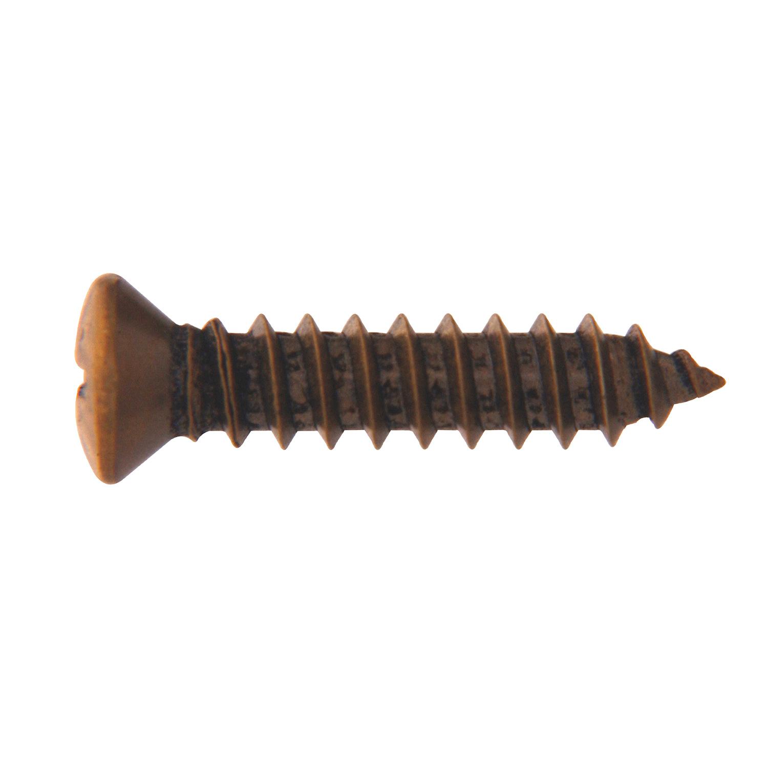 #8 x 3/4" Antique Brass Oval Head Sheet Metal Screw-4/Pack