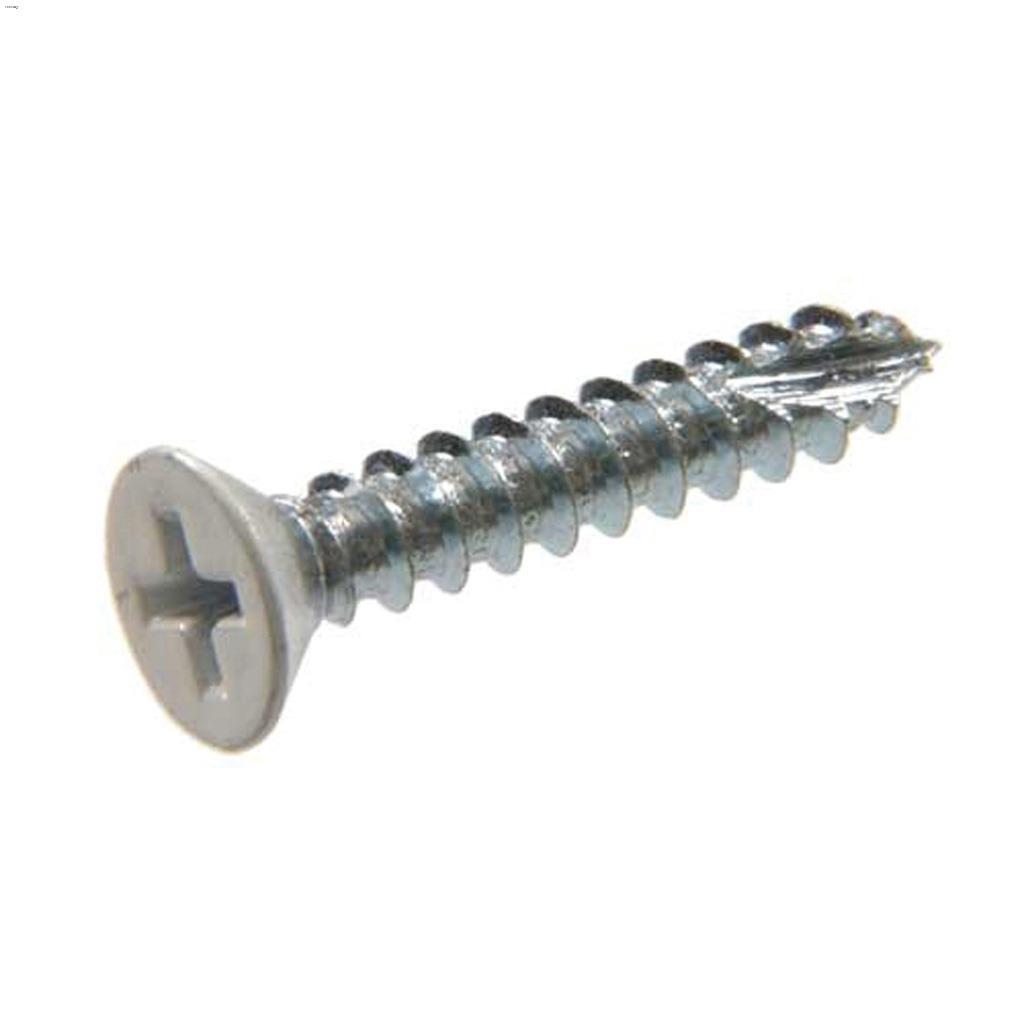 #9 x 3/4" White Flat Head Hinge Screw-6/Pack