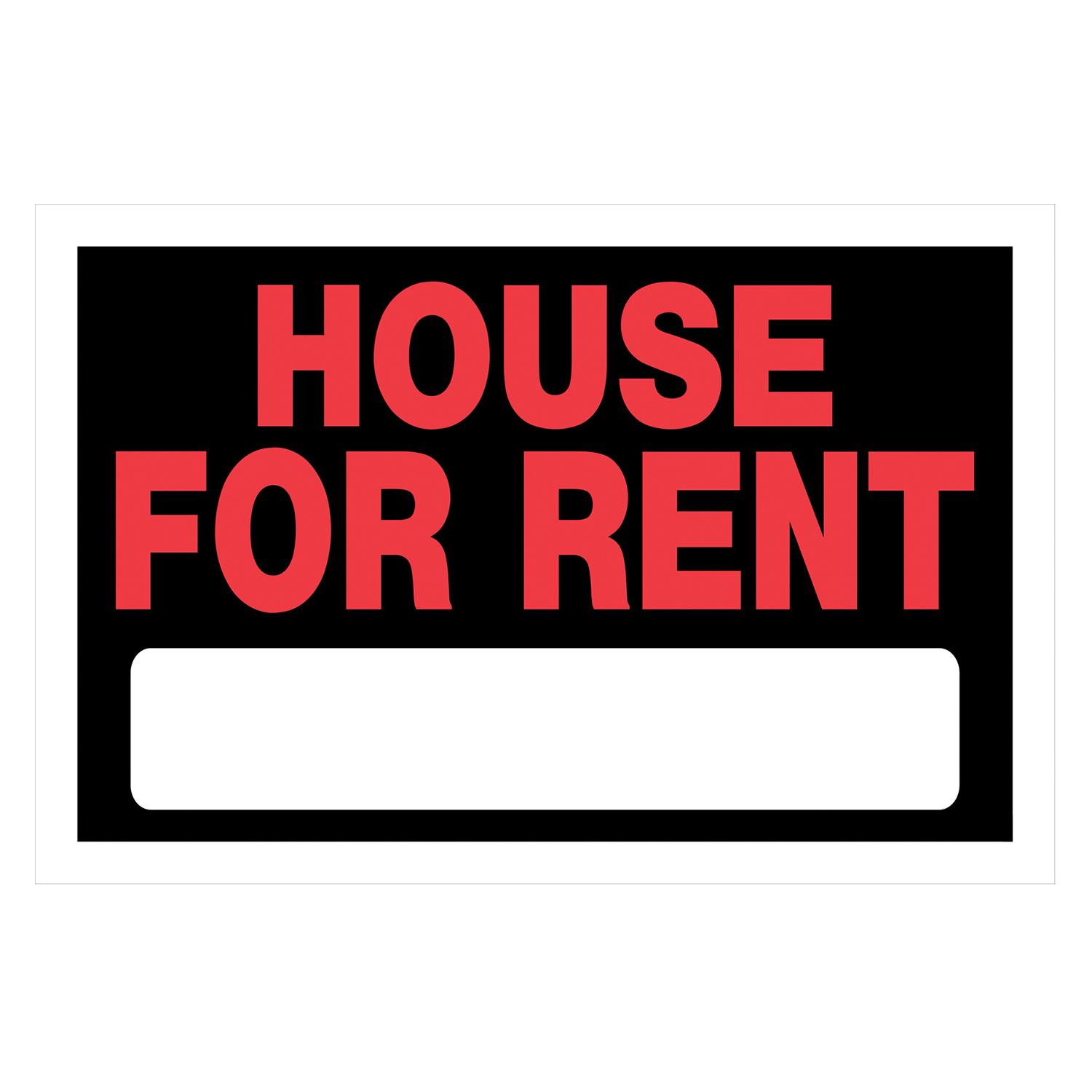 8" x 12" Red On Black House For Rent Sign