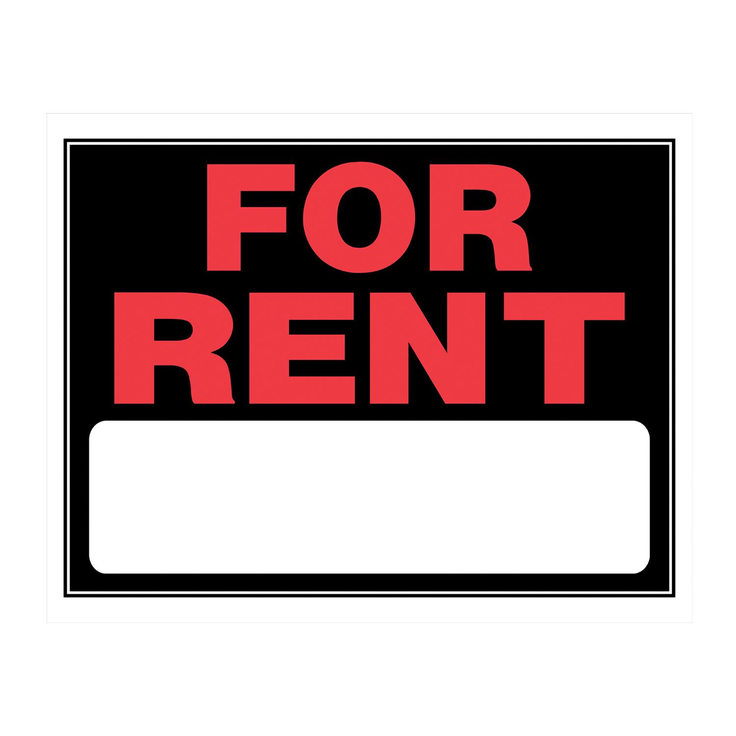 15" x 19" Fluorescent Red On Black For Rent Sign