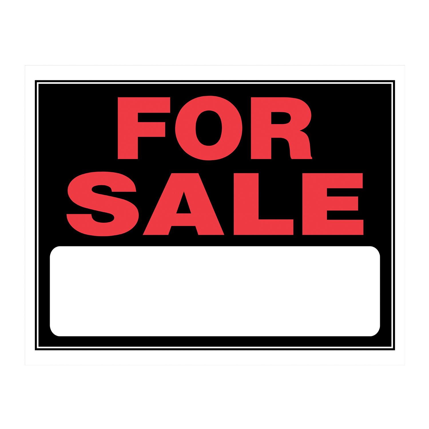 15" x 19" Fluorescent Red On Black For Sale Sign