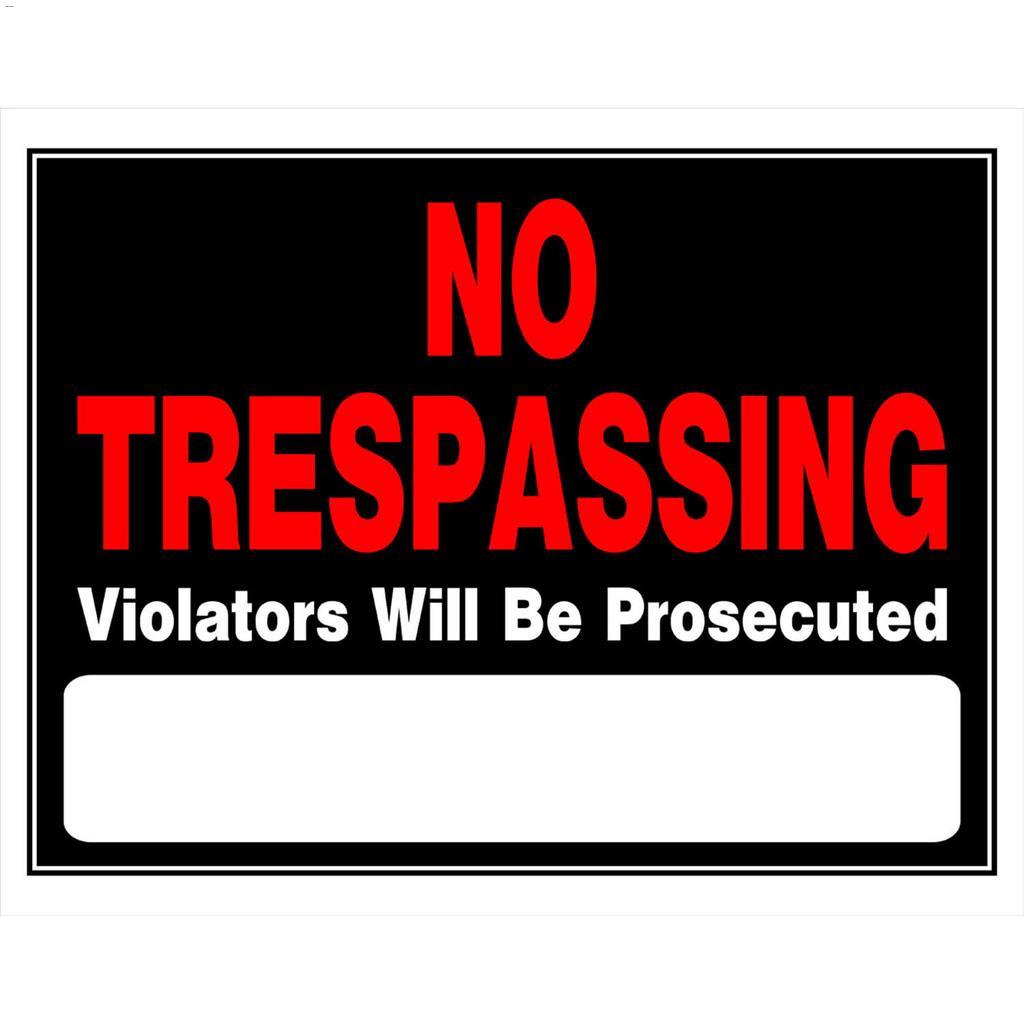 15" x 19" Fluorescent Red On Black No Trespassing Sign