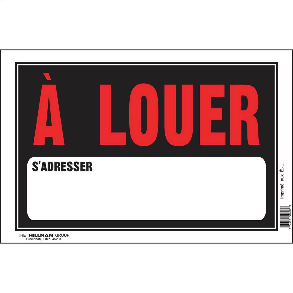 8" x 12" Fluorescent Red On Black À Louer Sign