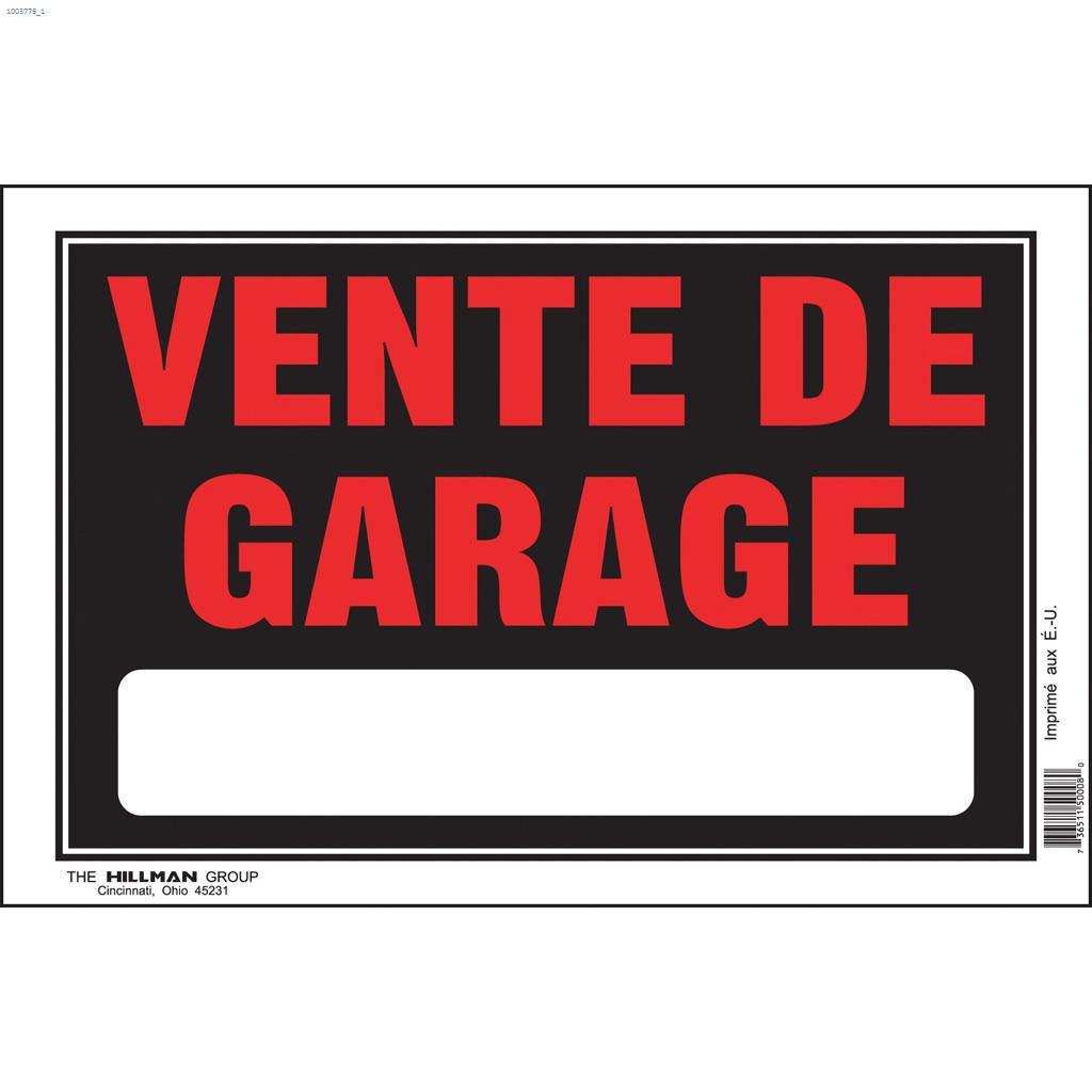 8" x 12" Fluorescent Red On Black Vente de Garage Sign