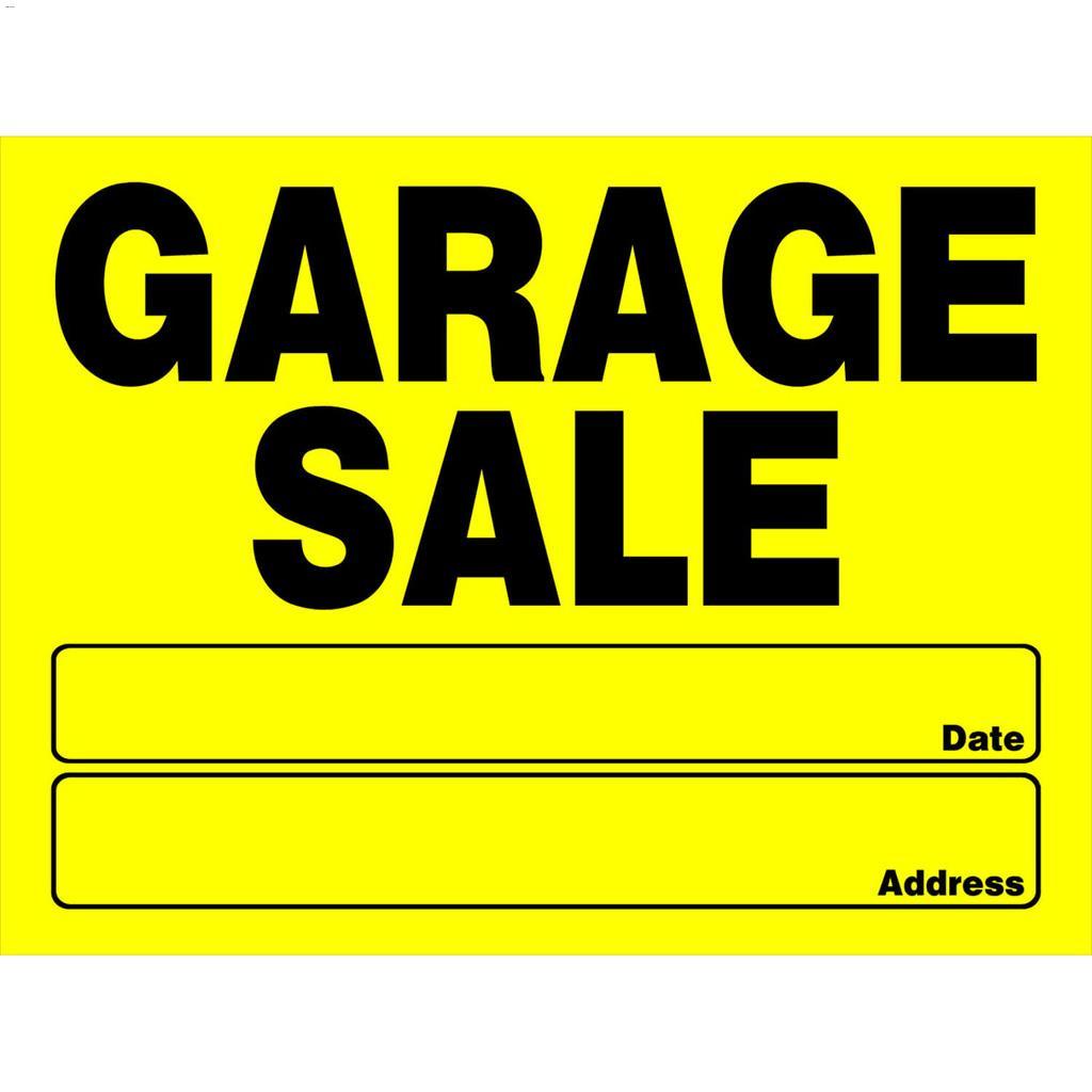 12" x 16" Black On Yellow Garage Sale Sign
