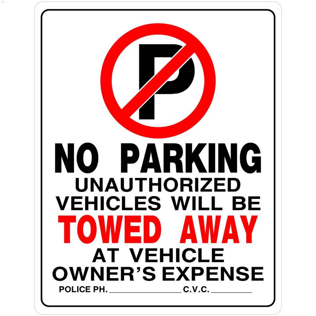 19" x 15" Red Black & White No Parking Heavy Duty Sign