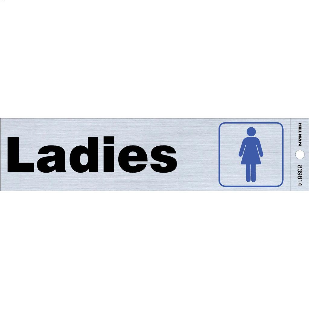 2" x 8" Black & Blue/Nickel Ladies Self-Adhesive Sign
