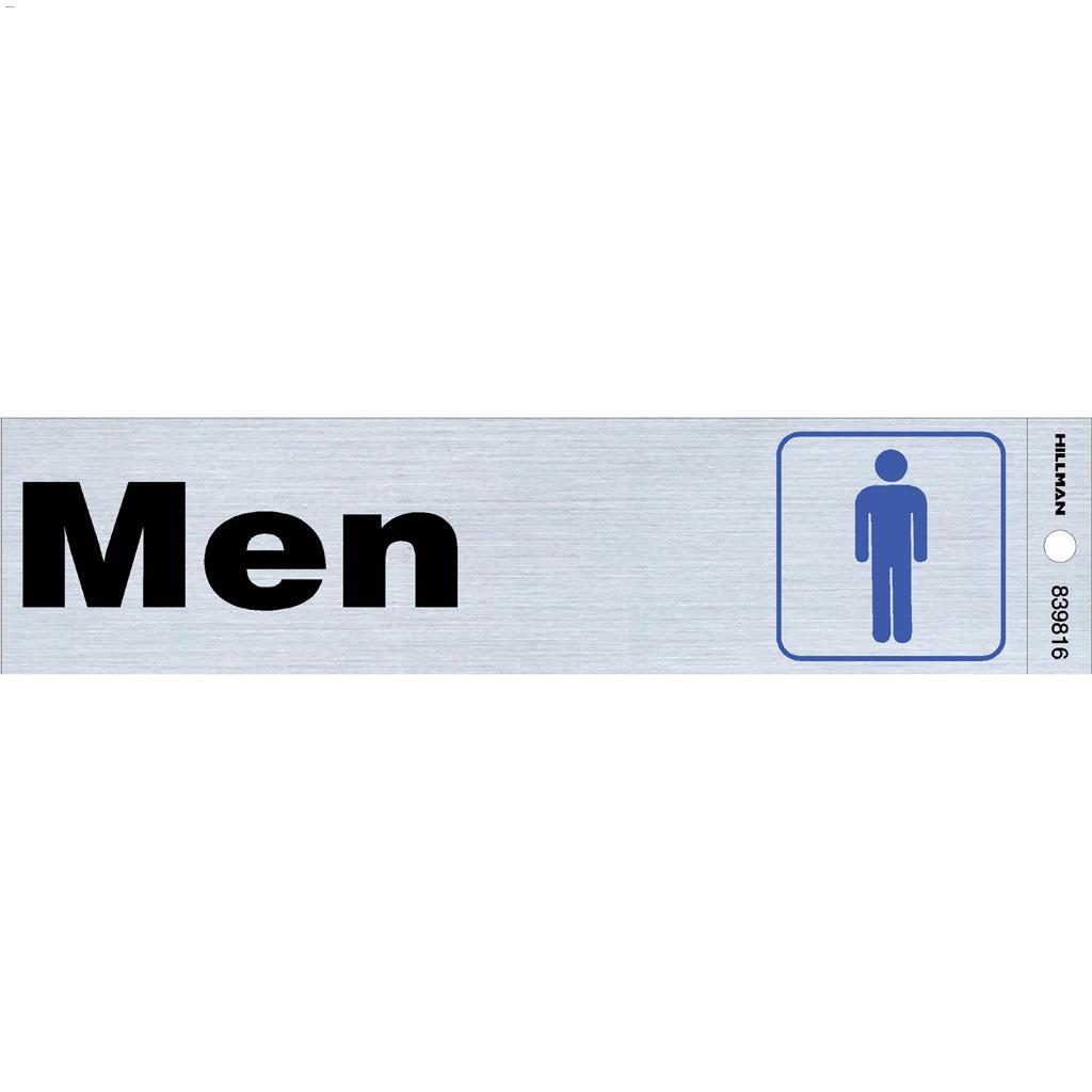 2" x 8" Black & Blue/Nickel Men Self-Adhesive Sign