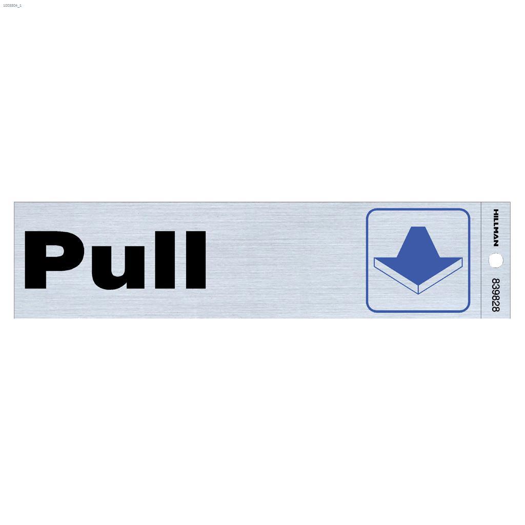2" x 8" Black & Blue/Nickel Pull Self-Adhesive Sign