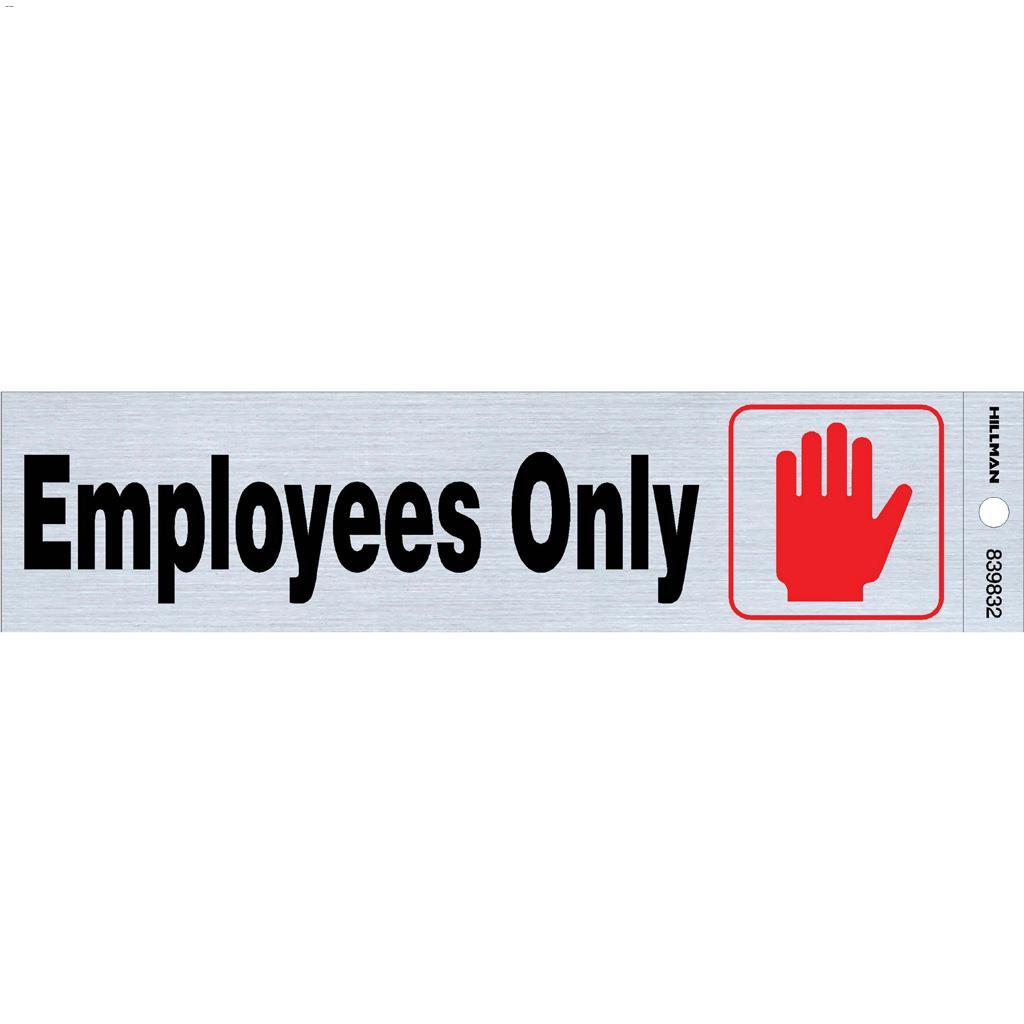 2" x 8" Black & Red/Nickel Employees Only Self-Adhesive Sign