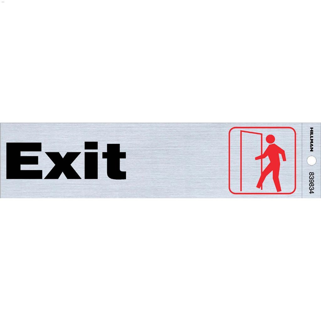 2" x 8" Black & Red/Nickel Exit Self-Adhesive Sign
