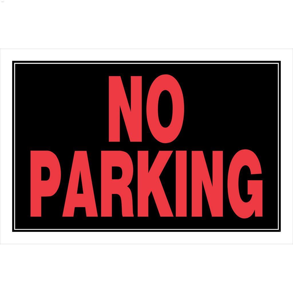 8" x 12" Red On Black No Parking Sign