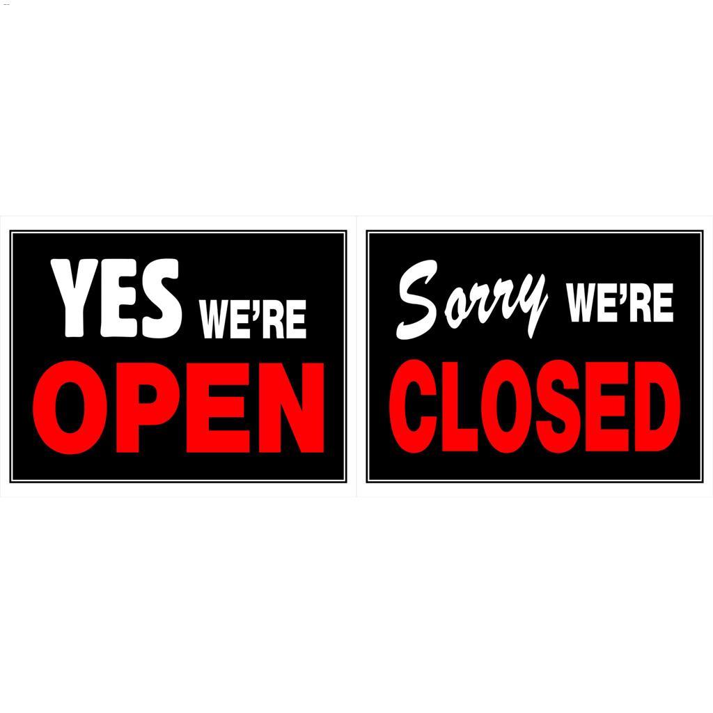15" x 19" Fluorescent Red & White On Black Open/Closed Sign