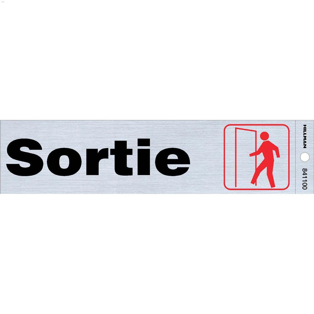 2" x 8" Black & Red/Nickel Sortie Self-Adhesive Sign
