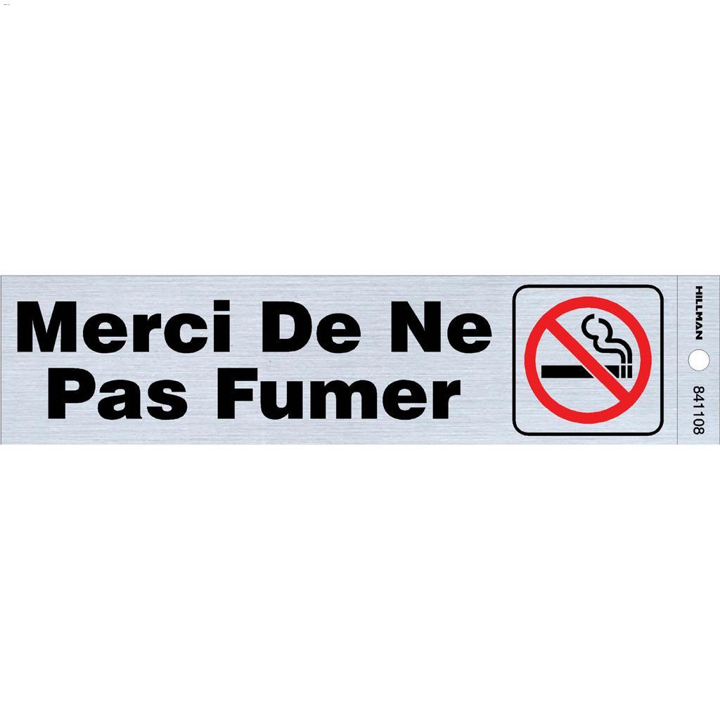 2" x 8" Black & Red/Nickel Merci de ne Self-Adhesive Sign