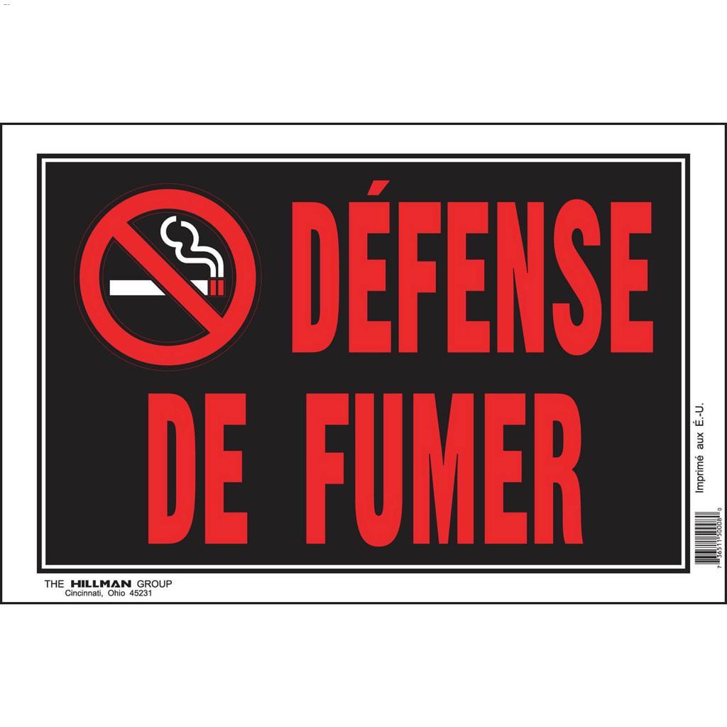 8" x 12" Fluorescent Red On Black Défense de Fumer Sign