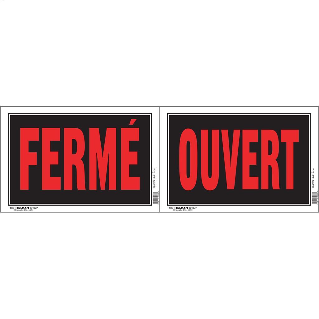 8" x 12" Fluorescent Red On Black Fermé/Ouvert Sign