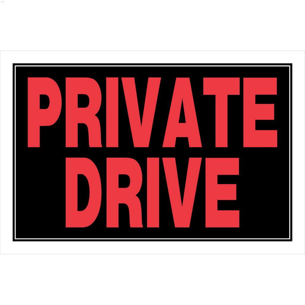 8" x 12" Red On Black Private Drive Sign