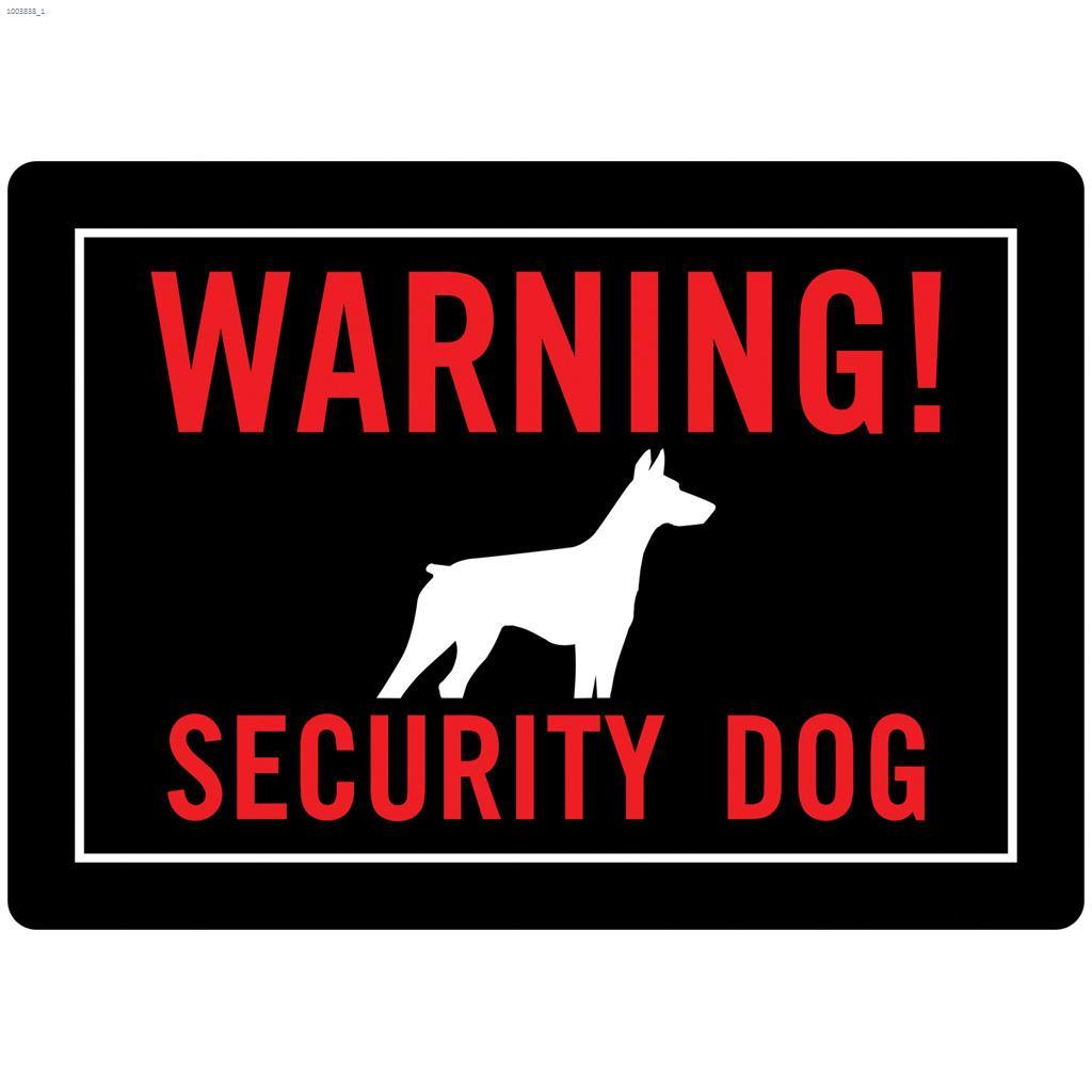 10" x 14" Fluorescent Red On Black Warning Security Dog Sign