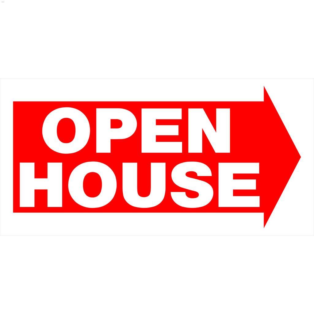 12" x 24" White On Red Open House With Arrow Heavy Duty Sign