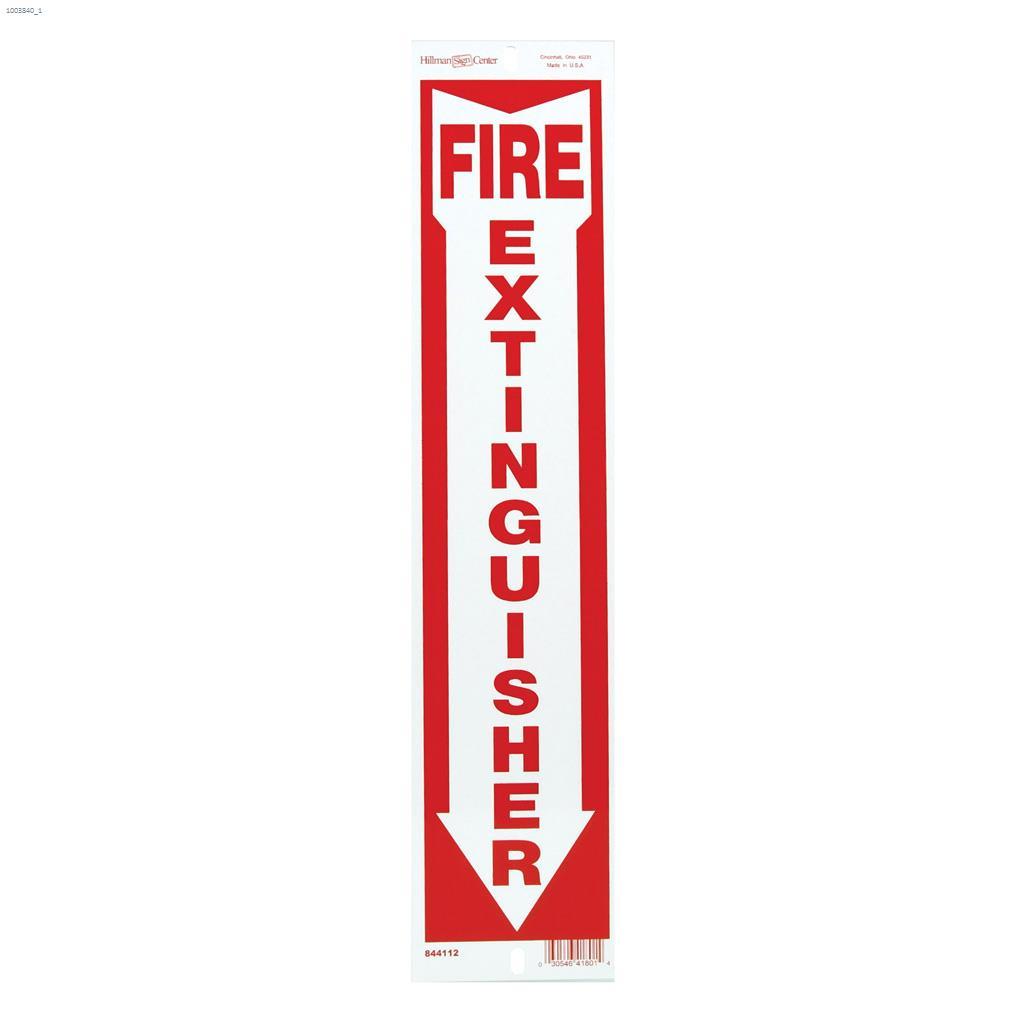 18" x 4" Red On White Fire Extinguisher Sign