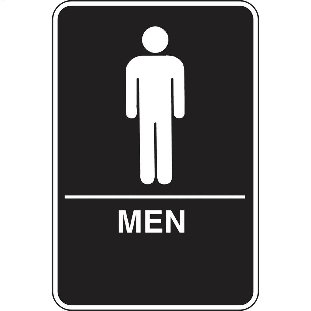 6" x 9" White On Black ADA Braille Signs - Men