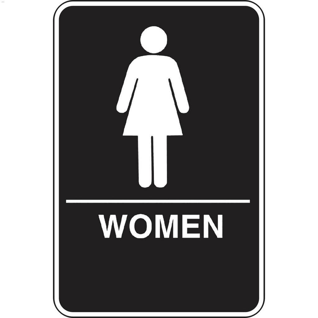 6" x 9" White On Black ADA Braille Signs - Women