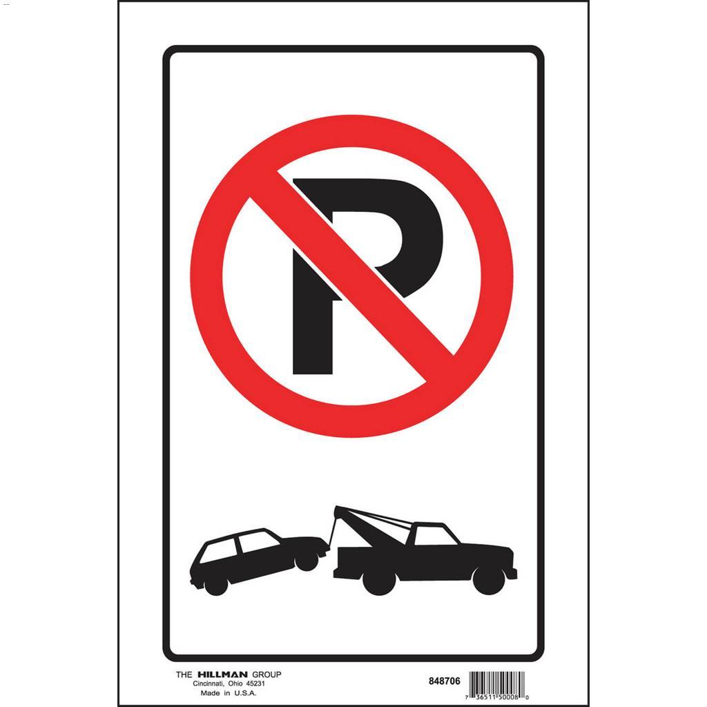 12" x 8" Black & Red On White No Parking Will be Towed Sign