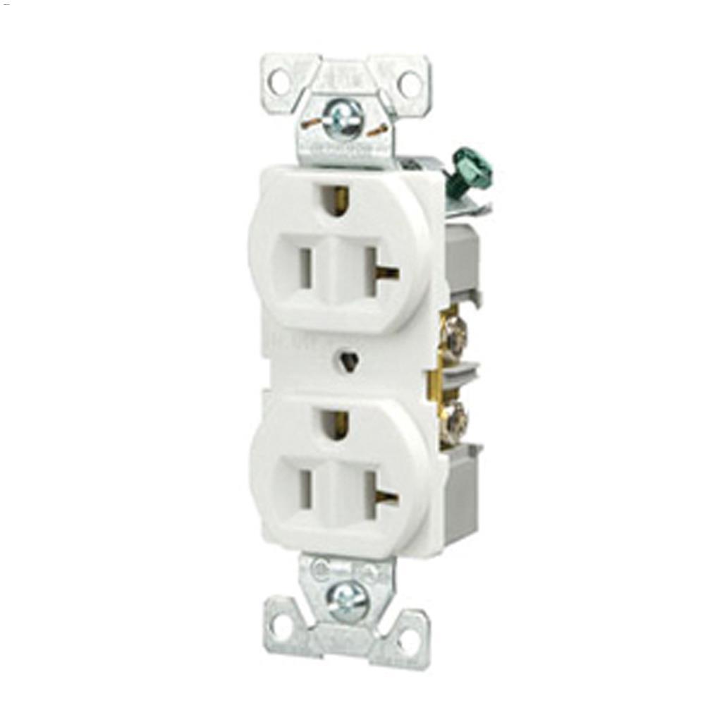 20 A White Straight Blade Duplex Receptacle