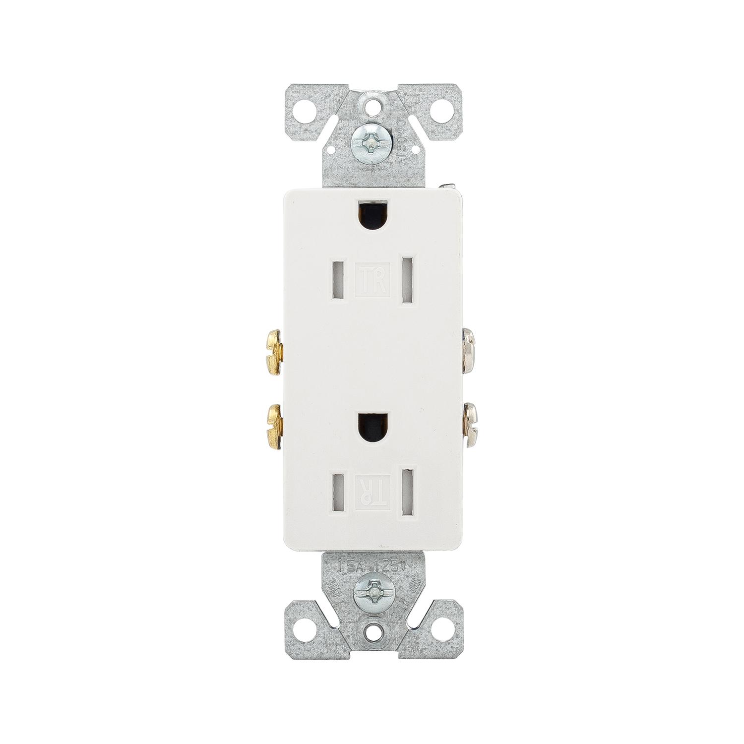 15 A White Tamper Resistant Decorator Duplex Receptacle