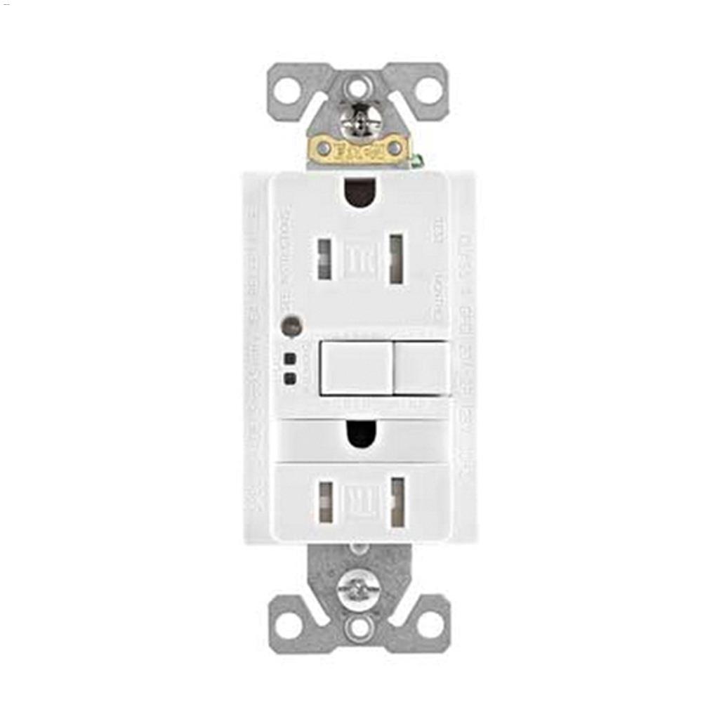 15 A White Tamper Resistant Duplex GFCI With Nightlight