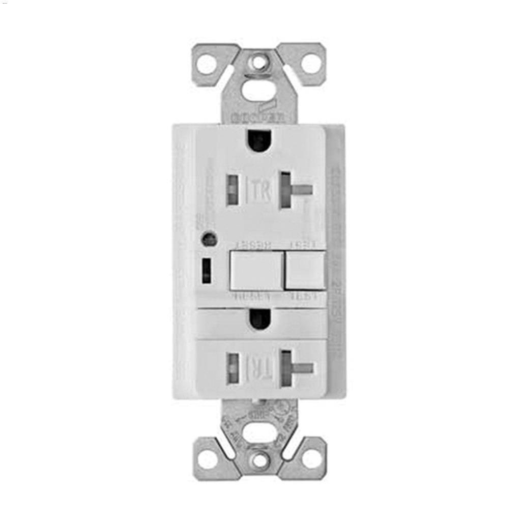 20 A White Tamper Resistant Duplex GFCI With Nightlight