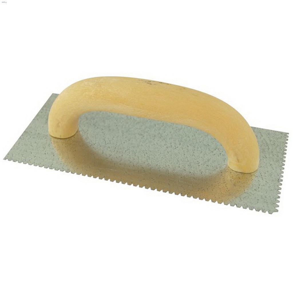 9" x 4" Cold-Rolled Steel Satin V Notch Ceramic Trowel