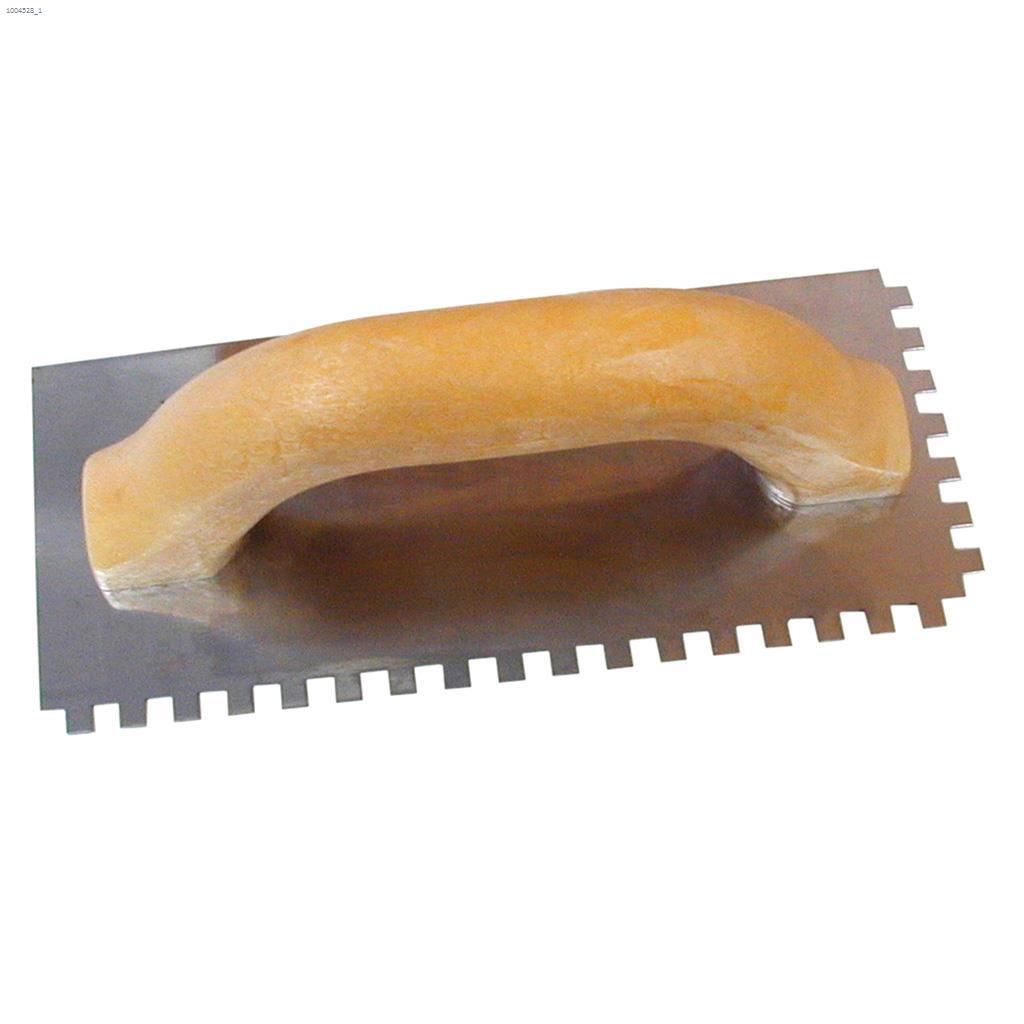 9" x 4" Cold-Rolled Steel Satin Square Notch Ceramic Trowel