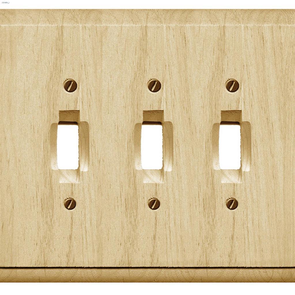 Unfinished Wood Triple Toggle Wallplate