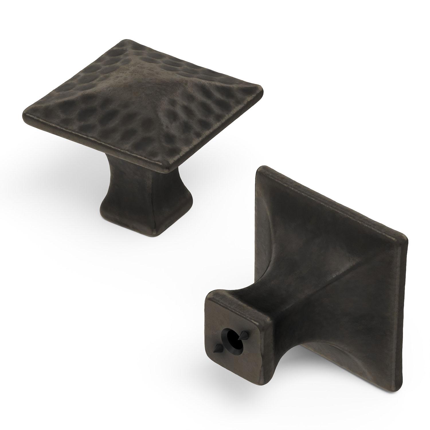 1-1/4" Black Iron Craftsman Square Door Knob