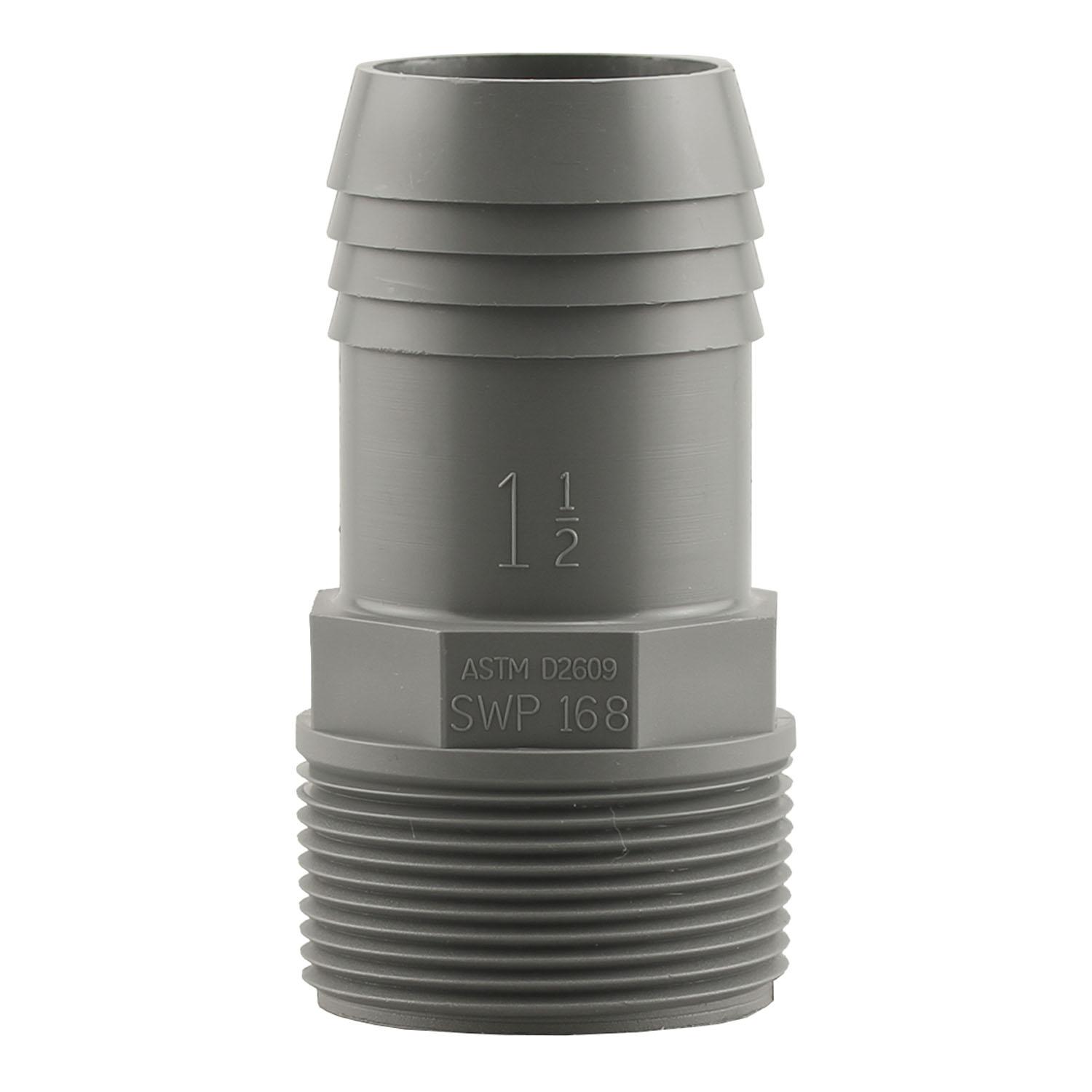 1-1/2" Insertion x adaptateur tuyau en polyéthylène gris MPT