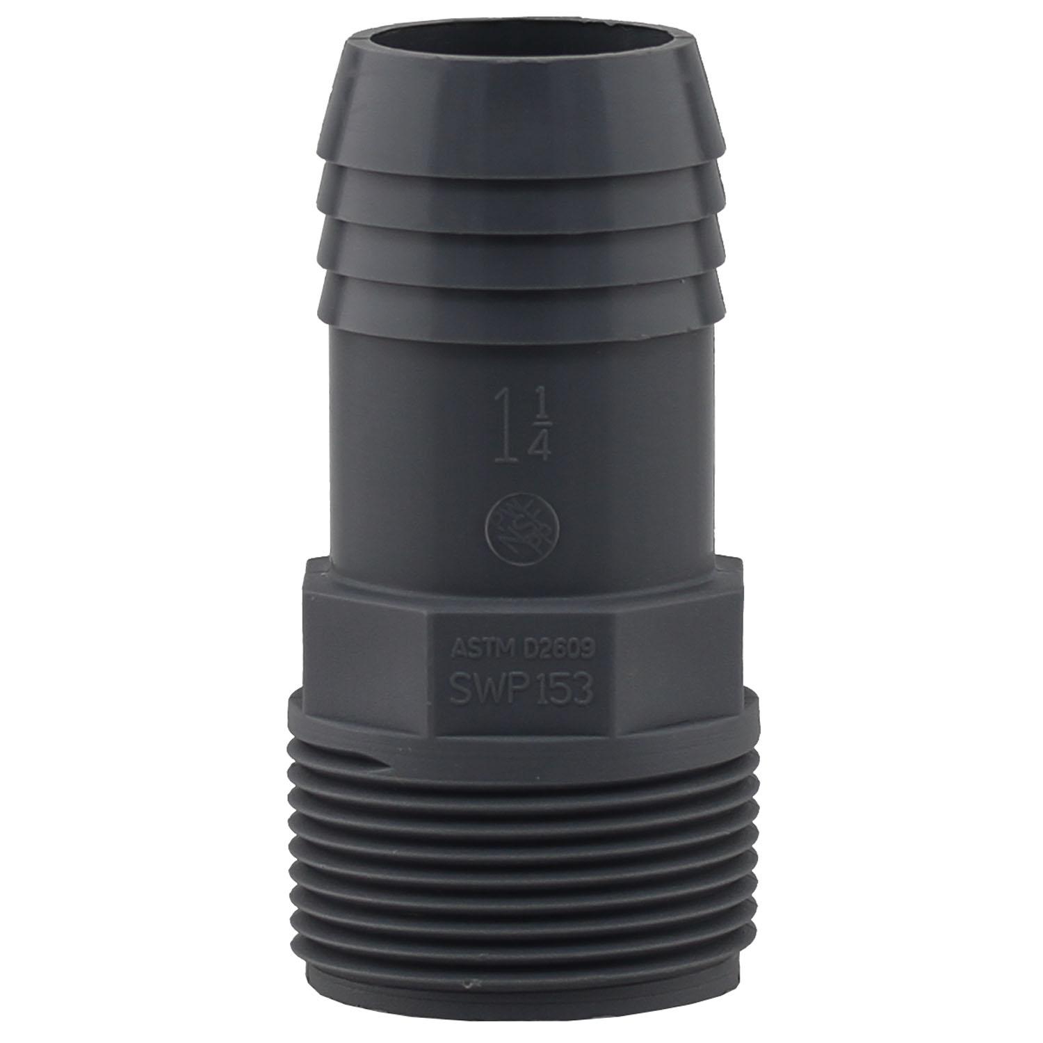 1-1/4" Insertion x adaptateur de tuyau polyéthylène gris MPT