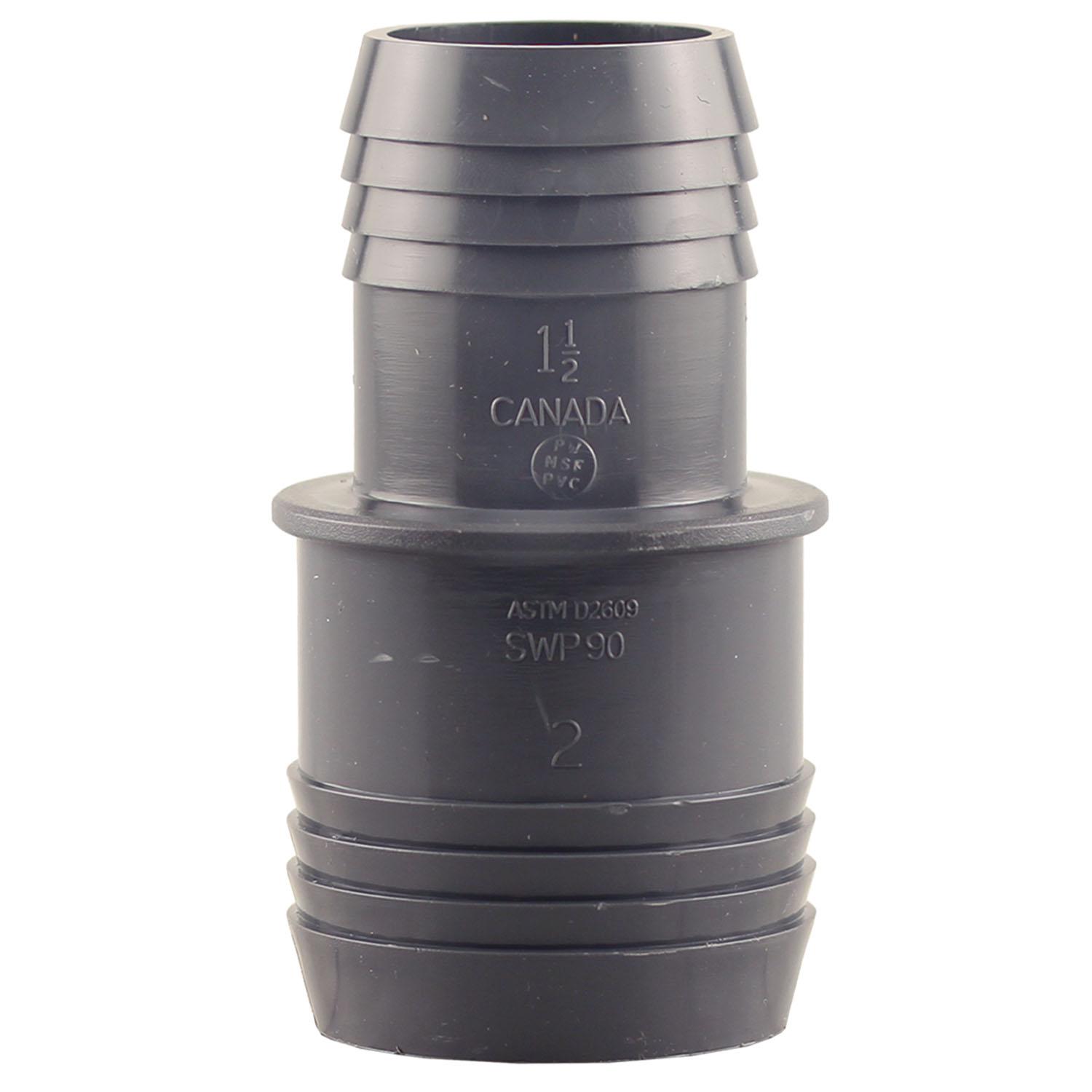 2" x 1-1/2" Gray Polyethylene Hose Reducing Coupling