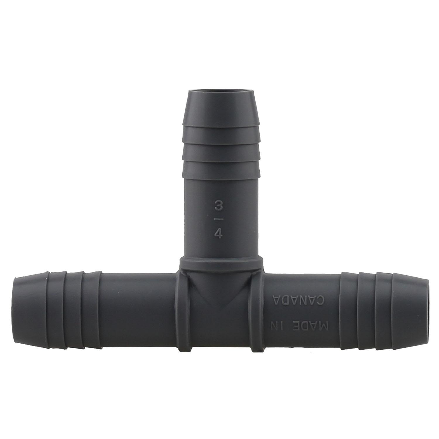 3/4" Insert End Gray Plastic Hose Tee
