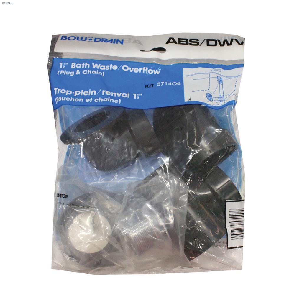 1-1/2" Chrome Bath Waste Overflow Kit Plug And Chain