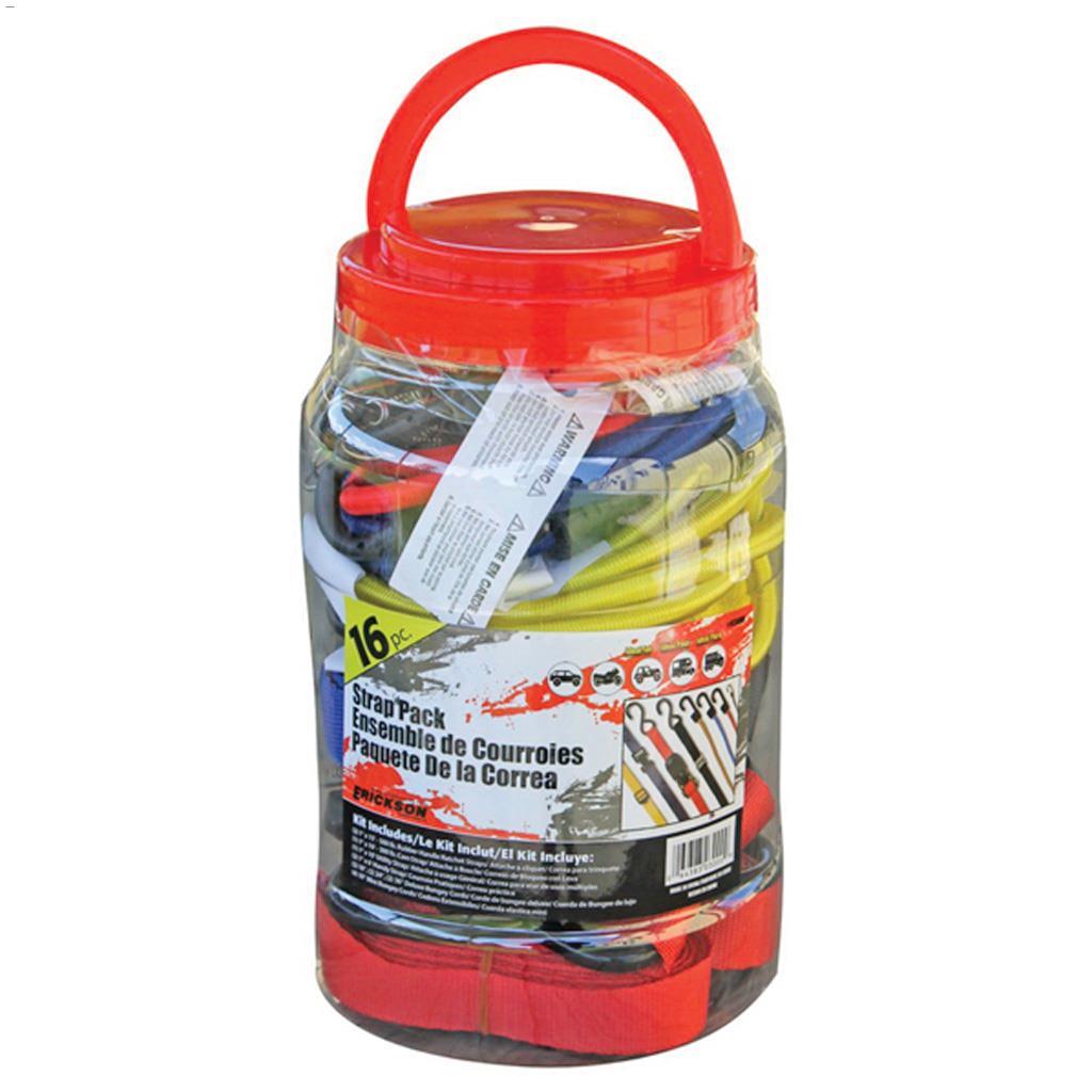 Red/Black/Blue/Yellow Bungee/Strap Pack-16 Pieces