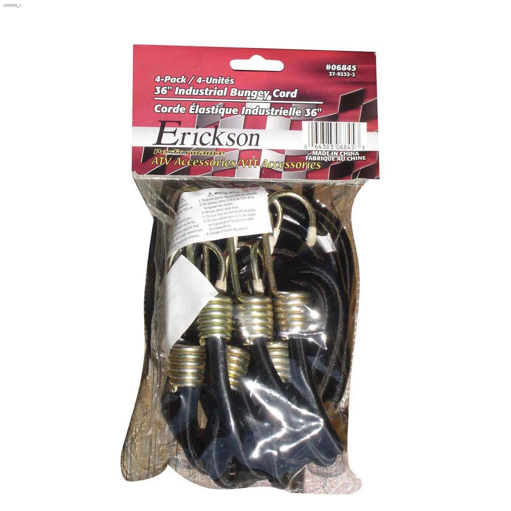 36" x 10 mm Black Industrial Bungee Cord-4/Pack