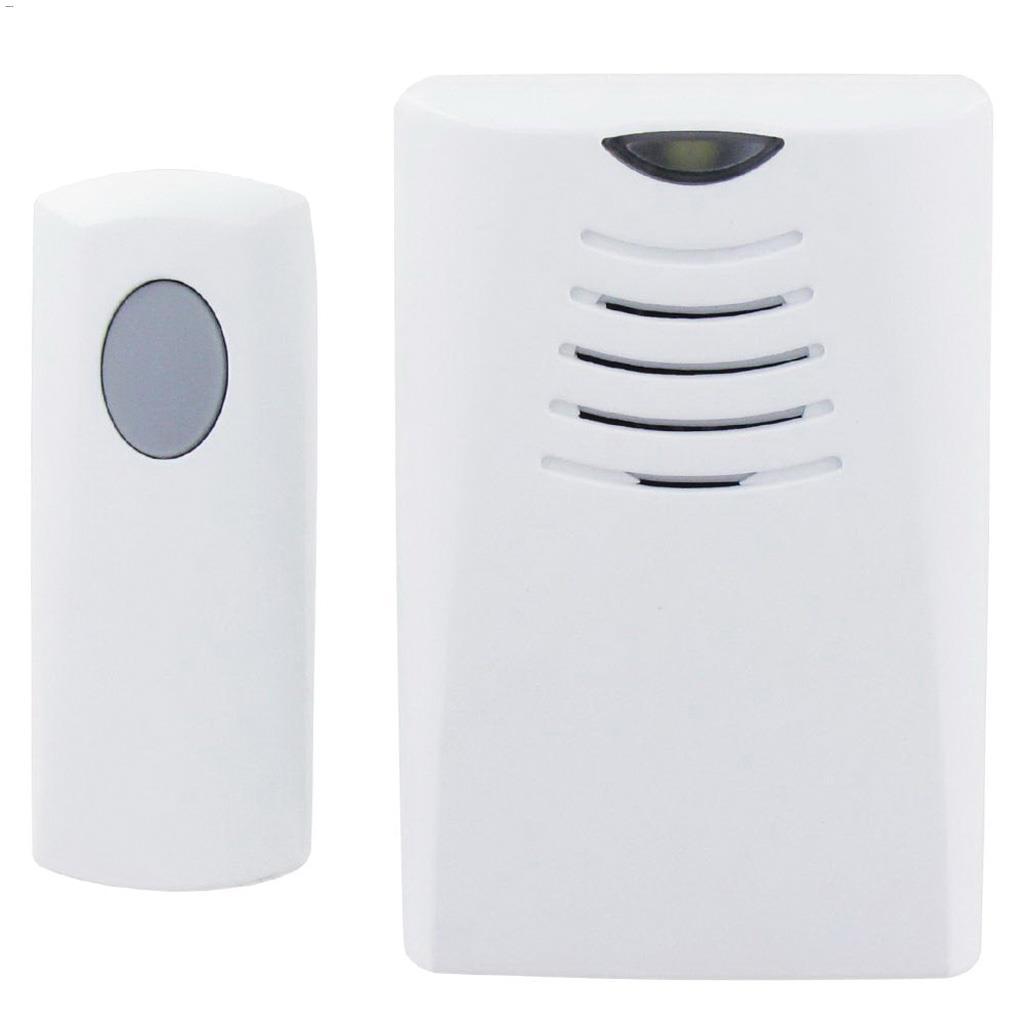 Carillon porte blanc enfichable sans fil à bouton-poussoir