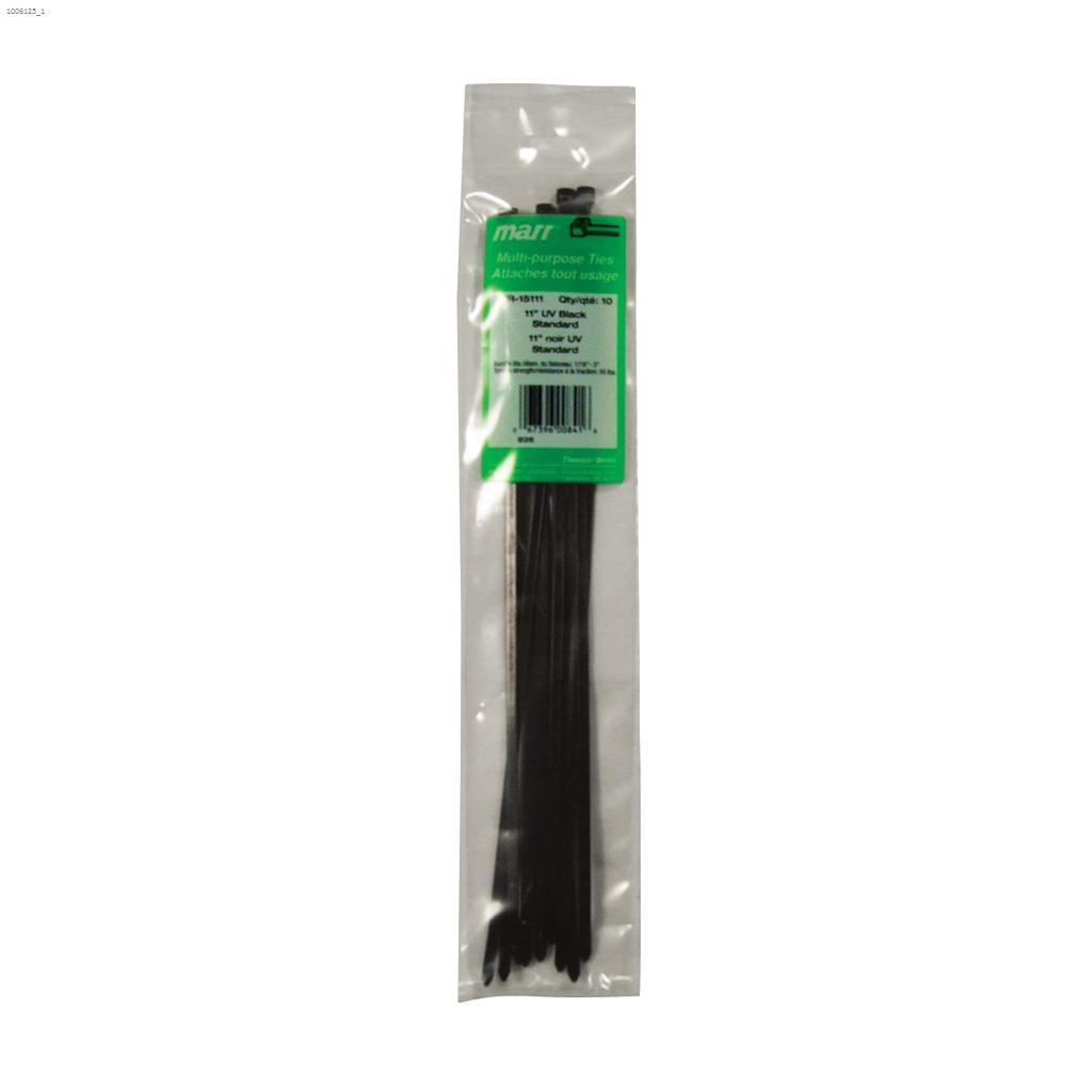 11" x 0.19" UV Black Cable Tie-10/Pack