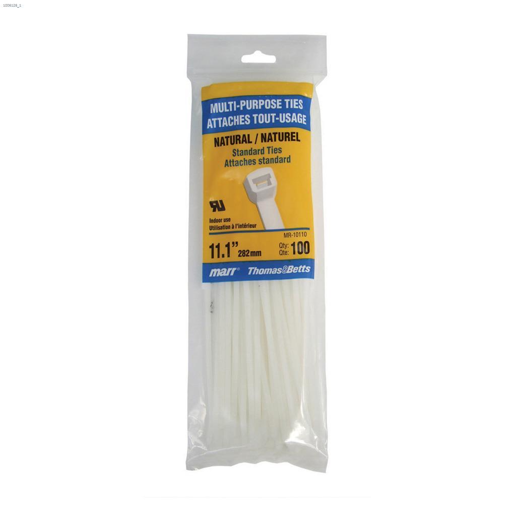 11" x 0.19" Natural Cable Tie-100/Pack