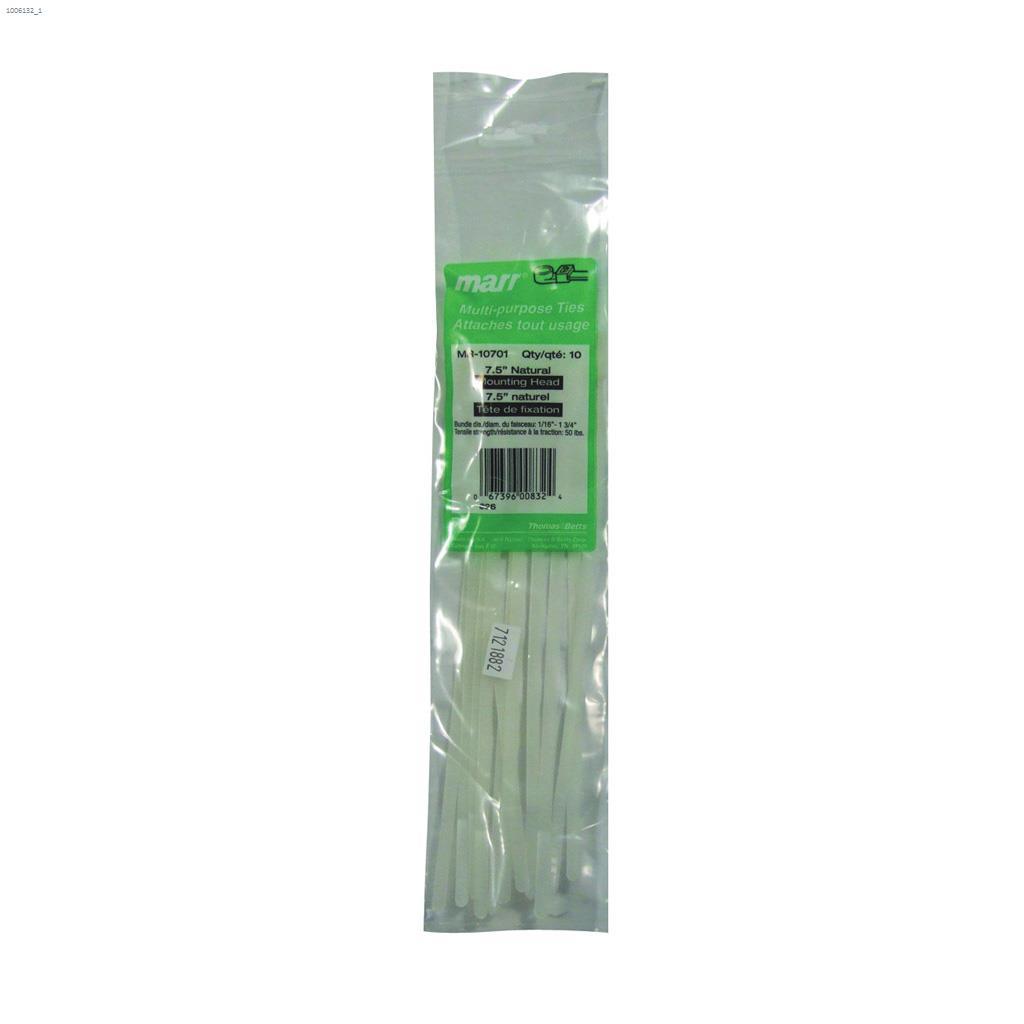 8.1" x 0.17" Natural Mounting Head Cable Tie-10/Pack